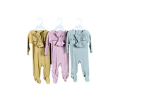 2Pcs 2X2 Rib Headband Coverall Set